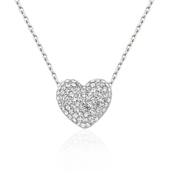 Heart Pendant Necklace – Sterling Silver Overlay - Sparkling Swarovski Crystal - Picture 6 of 12